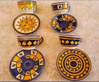 Tazas desayuno,cerámica, pintadas a mano