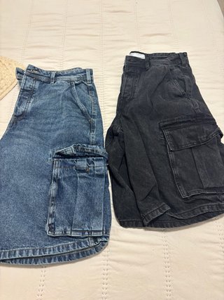 Pantalones Cargo Vaqueros (Azul y Negro)