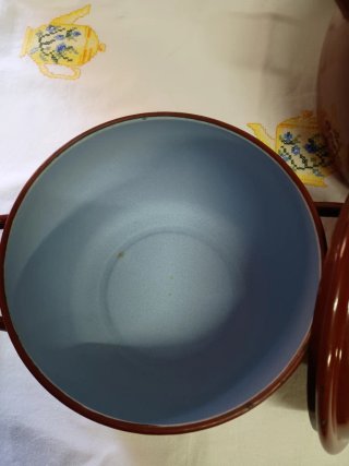 Set di 3 pentole smaltate vintage marrone