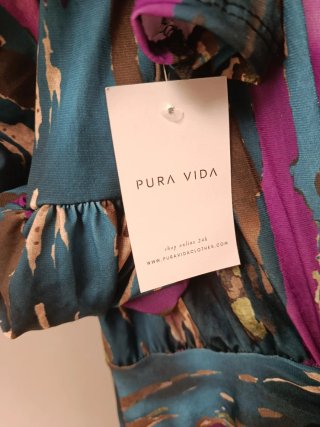 Vestido estampado morado y turquesa
