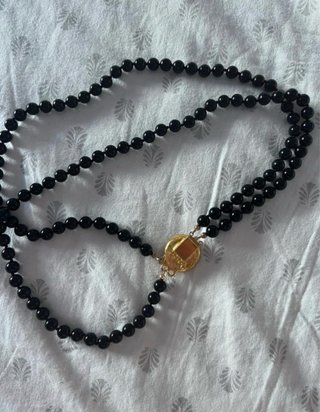 Collana Vintage Perle Nere e Chiusura Oro