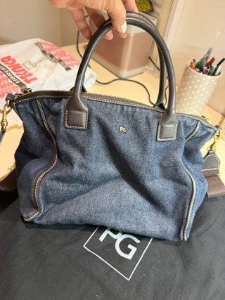 Bolso Purificación Garcia azul y marrón
