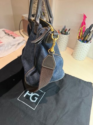 Bolso Purificación Garcia azul y marrón