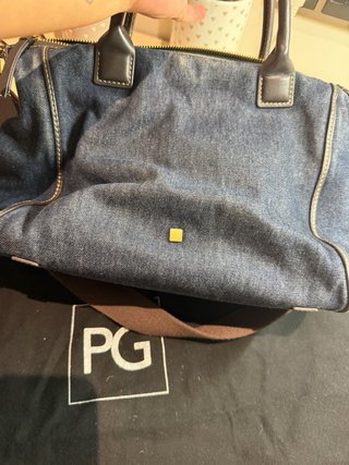 Bolso Purificación Garcia azul y marrón