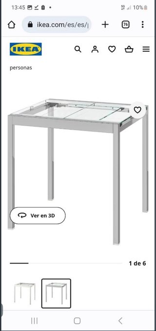 Mesa Comedor extensible Cristal y Metal IKEA