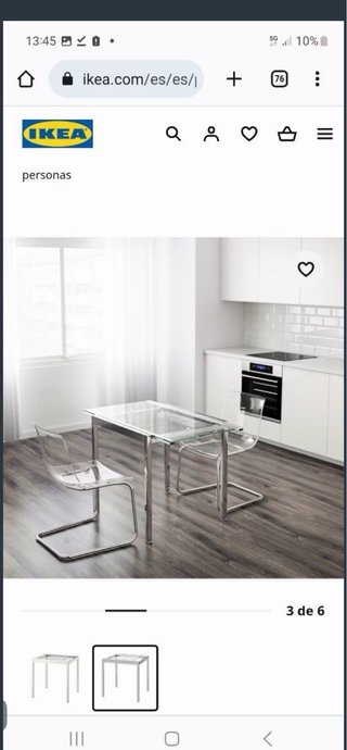 Mesa Comedor extensible Cristal y Metal IKEA