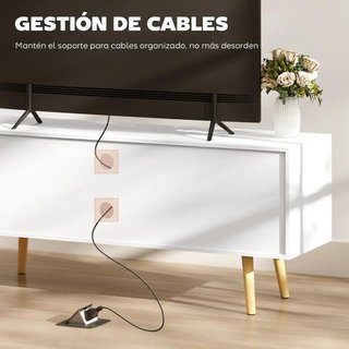 Mueble TV hasta 55" con Puertas y Estantes Blanco