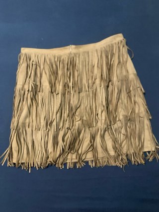 Falda ante beige con flecos talla única