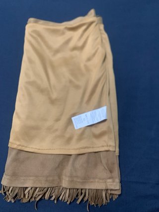 Falda ante beige con flecos talla única
