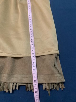 Falda ante beige con flecos talla única