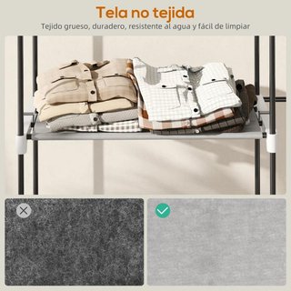Armario Ropa Abierto 4 Estantes 3 Barras Gris
