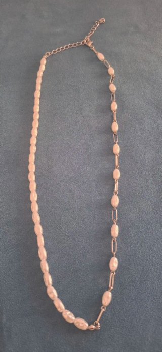 Collar Perlas y Cadena Plata 56cm
