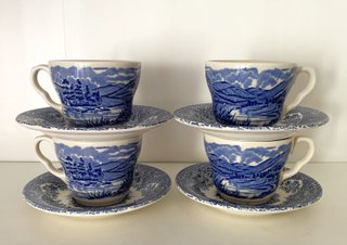 Juego 4 Tazas y Platillos Porcelana Inglesa