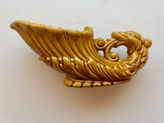 Figura dragón chino vintage cerámica dorada Ocre