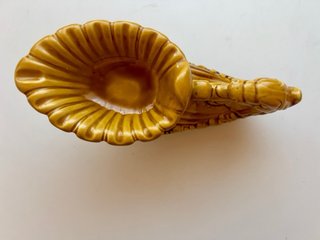 Figura dragón chino vintage cerámica dorada Ocre