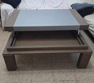Mesa de centro elevable madera y cristal