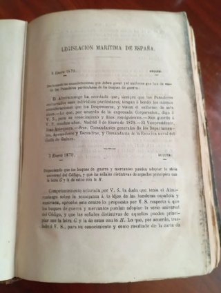 Libro Legislación Marítima de España 1870