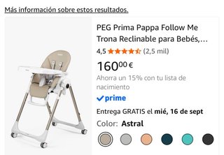 Trona reclinable para bebé