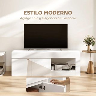 Mueble TV 60" 2 Puertas Estante 140cm Blanco