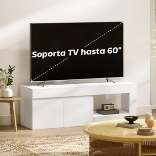 Mueble TV 60" 2 Puertas Estante 140cm Blanco