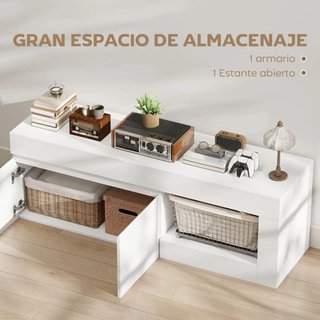 Mueble TV 60" 2 Puertas Estante 140cm Blanco