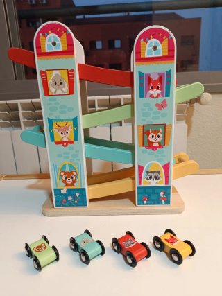 Rampa Montessori Zig Zag Coches Madera