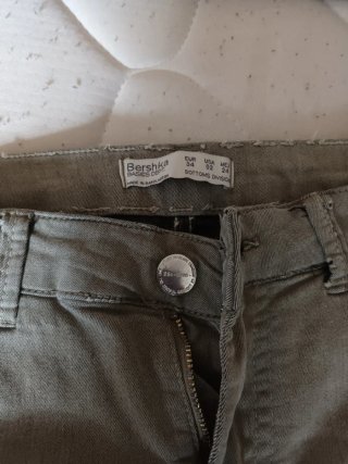 Jeans donna verde oliva biker