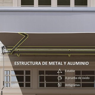 Toldo Manual Retráctil 295x200cm con Manivela Gris