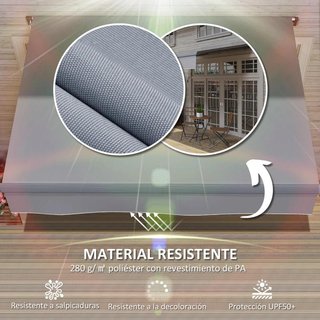 Toldo Manual Retráctil 295x200cm con Manivela Gris
