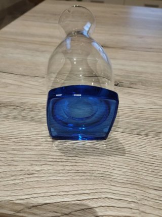 Jarrón Vintage Cristal Azul Transparente
