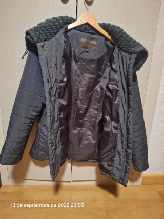 Parka mujer gris con doble cuello