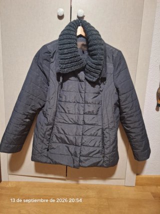 Parka mujer gris con doble cuello