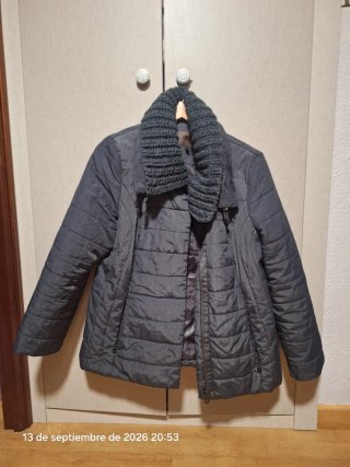Parka mujer gris con doble cuello