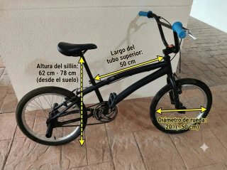 Bicicleta BMX 20" - Negro Mate / Puños Azules