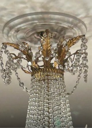 Lámpara de araña de cristal y bronce de 1940