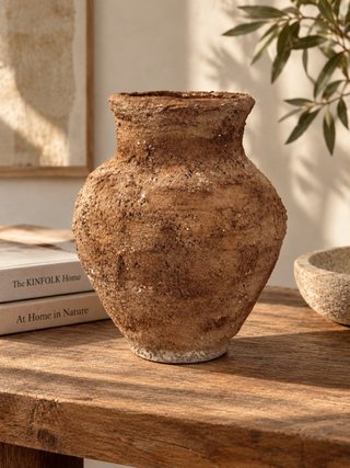 Vasija artesanal efecto piedra envejecida
