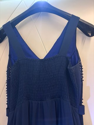 Vestido fiesta azul con pedrería