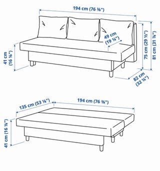 Sofá Cama Ikea 3 Plazas Gris ÄLVDALEN