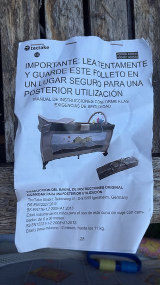 Cuna de viaje Tectake