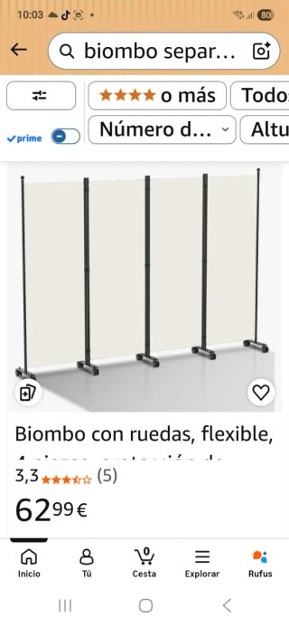 Biombo separador 4 paneles