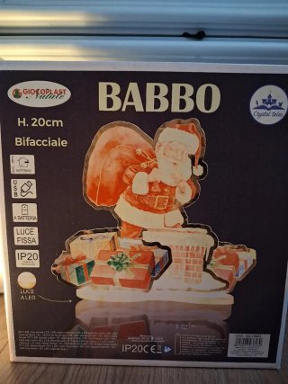 Decorazione luminosa Babbo Natale con regali