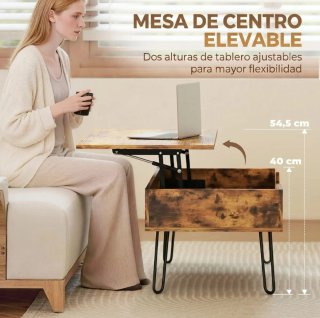 Mesa centro elevable rústica NUEVA