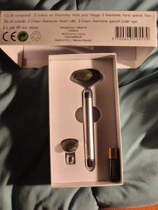 Rodillo Facial Vibratorio Aventurina con accesorio