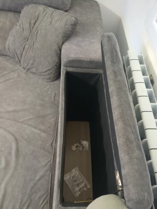 Sofá chaise longue gris tela