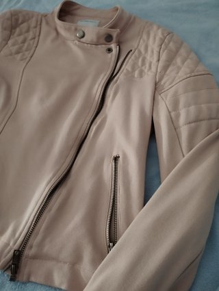 Chaqueta efecto rockera rosa