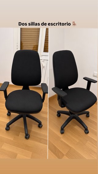2 Sillas de Escritorio Negras con Ruedas
