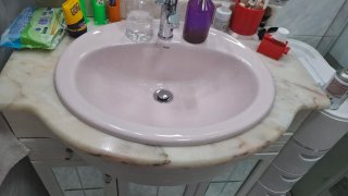 Mueble de baño lavabo mármol y madera