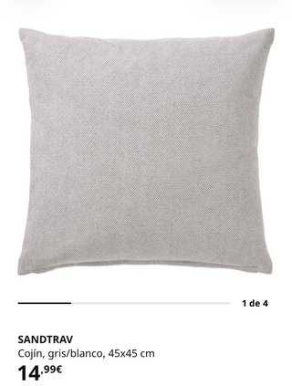 3 Cojines IKEA SANDTRAV Gris 45x45