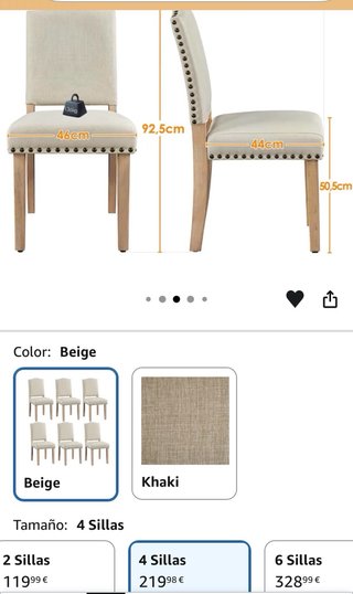 Pack 4 sillas de comedor en madera