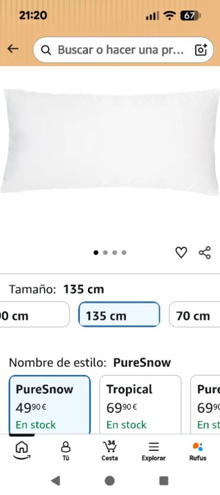 Almohada 135 cm Cecotec Blanca